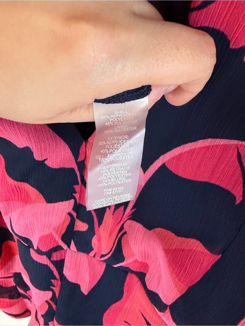 Tommy Hilfiger Floral Print Ruffle Sleeve Dress Navy Pink Red Size 12 - Picture 9 of 9